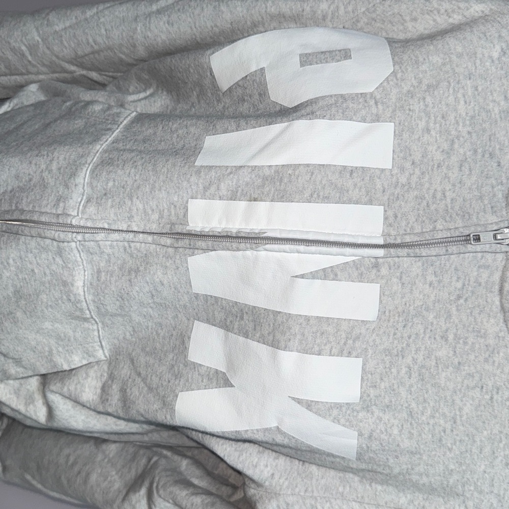 Victoria's Secret PINK Fleece Zip Up Perfect Hoodie in heather grey size XL - Picture 2 of 6
